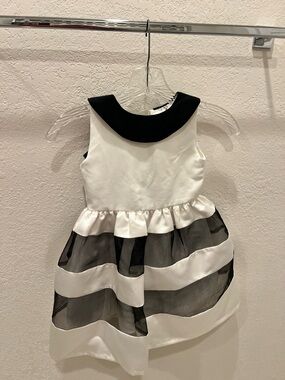 Girls Black and White Sleeveless Party Dress